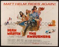 7k436 AMBUSHERS 1/2sh '67 art of Dean Martin as Matt Helm with sexy Slaygirls on motorcycle!