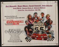 7k471 CANNONBALL RUN 1/2sh '81 Burt Reynolds, Farrah Fawcett, Drew Struzan car racing art!