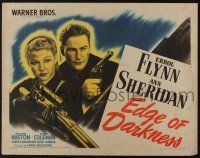 7k498 EDGE OF DARKNESS style A 1/2sh '42 Errol Flynn & Ann Sheridan, both pointing guns!