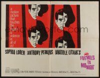 7k513 FIVE MILES TO MIDNIGHT 1/2sh '63 Le Couteau dans la Plaie, Sophia Loren & Anthony Perkins!