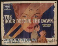 7k558 HOUR BEFORE THE DAWN style A 1/2sh '44 huge close up artwork of Nazi spy Veronica Lake!