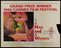 7k606 MAN & A WOMAN 1/2sh '66 Claude Lelouch's Un homme et une femme, Anouk Aimee, Trintignant