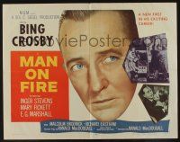 7k617 MAN ON FIRE style B 1/2sh '57 huge head shot of Bing Crosby, who wants to keep his child!