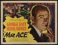 7k661 MR. ACE yellow style 1/2sh '46 smoking George Raft, pretty Sylvia Sidney, film noir!