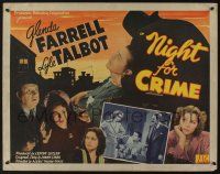7k683 NIGHT FOR CRIME 1/2sh '43 Glenda Farrell, Lyle Talbot, it's gay and ghoulish!