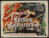 7k743 SATAN'S SATELLITES 1/2sh '58 space spies plot to put the world out of orbit, cool sexy art!