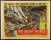 7k757 SILENT WORLD style B 1/2sh '56 Jacques Cousteau, Louis Malle, art of scuba divers on reef!