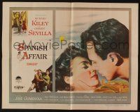 7k767 SPANISH AFFAIR 1/2sh '57 giant close up of Richard Kiley kissing Carmen Sevilla, Don Siegel!