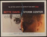 7k779 STORM CENTER style A 1/2sh '56 striking different close up image of Bette Davis by Saul Bass!