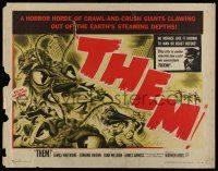 7k803 THEM 1/2sh '54 classic sci-fi, cool art of horror horde of giant bugs terrorizing people!