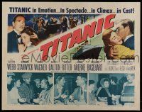 7k811 TITANIC 1/2sh '53 great artwork of Clifton Webb & Barbara Stanwyck on legendary ship!