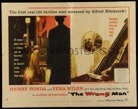 7k854 WRONG MAN 1/2sh '57 Henry Fonda, Vera Miles, Alfred Hitchcock, cool rear view mirror art!