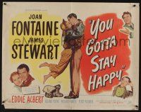 7k855 YOU GOTTA STAY HAPPY style A 1/2sh '48 Jimmy Stewart, Joan Fontaine and chimp!