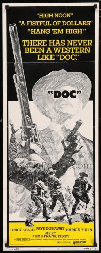 7k083 DOC style B insert '71 cool artwork of Stacy Keach, wild west shootout!