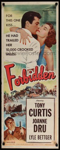 7k110 FORBIDDEN insert '54 only Joanne Dru could give Tony Curtis the kind of love he needed!