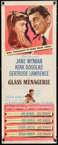 7k126 GLASS MENAGERIE insert '50 Jane Wyman thinks she loves Kirk Douglas, Tennessee Williams!