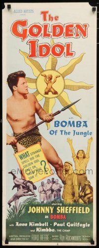 7k129 GOLDEN IDOL insert '54 full-length Johnny Sheffield as Bomba with spear!