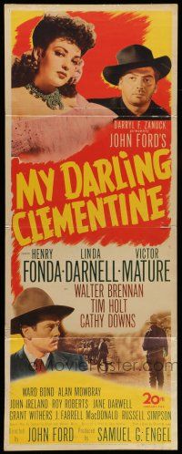 7k250 MY DARLING CLEMENTINE insert '46 John Ford, Henry Fonda, Victor Mature, sexy Linda Darnell!
