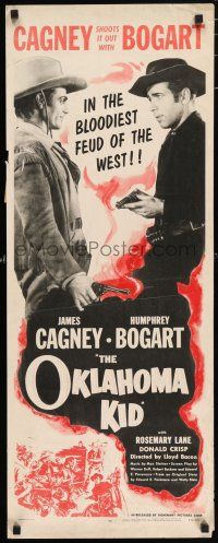 7k262 OKLAHOMA KID insert R56 great image of James Cagney & Humphrey Bogart in cowboy hats!