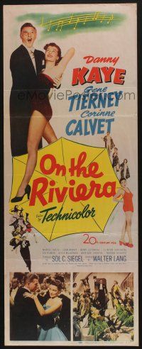 7k266 ON THE RIVIERA insert '51 art of Danny Kaye, sexy Gene Tierney & Corinne Calvet!