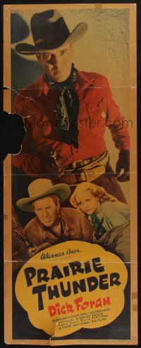 7k283 PRAIRIE THUNDER insert '37 great full-length image of cowboy Dick Foran w/ gun, Ellen Clancy