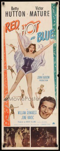7k299 RED, HOT & BLUE insert '49 sexy dancer Betty Hutton in skimpy outfit, Victor Mature