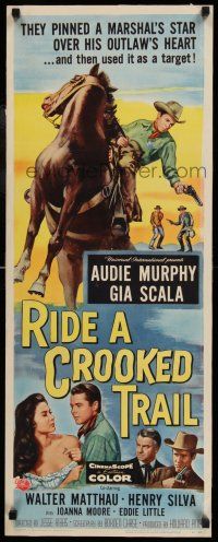 7k306 RIDE A CROOKED TRAIL insert '58 cowboy Audie Murphy faces a killer mob & fear-crazed town!