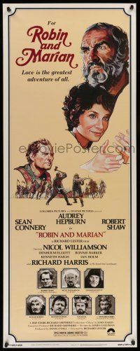 7k308 ROBIN & MARIAN insert '76 art of Sean Connery & Audrey Hepburn by Drew Struzan!