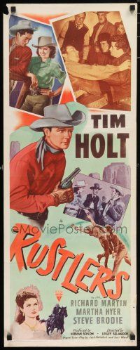 7k313 RUSTLERS insert '48 cool art of cowboy Tim Holt c/u & fighting + pretty Martha Hyer!