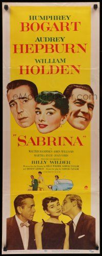 7k314 SABRINA insert '54 Audrey Hepburn, Humphrey Bogart, William Holden, Billy Wilder