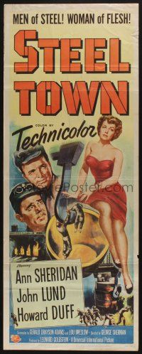 7k359 STEEL TOWN insert '52 Lund & Duff are men of steel and sexy Ann Sheridan is a woman of flesh!