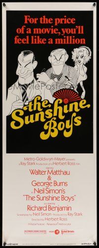 7k369 SUNSHINE BOYS insert '75 Al Hirschfeld art of George Burns, Walter Matthau & Lee Meredith!