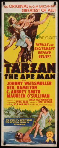 7k380 TARZAN THE APE MAN insert R54 art of Johnny Weismuller & Maureen O'Sullivan!