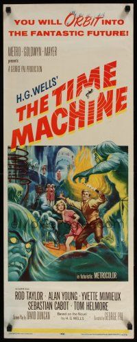 7k391 TIME MACHINE insert '60 H.G. Wells, George Pal, great Reynold Brown sci-fi artwork!