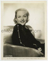 7m213 CAROLE LOMBARD 8x10.25 still '34 wonderful seated smiling c/u of the sexy actress in velvet!