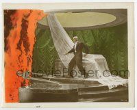 7m034 CLIMAX color 8x10 still '44 Boris Karloff trapped by fire in his dead wife's secret shrine!