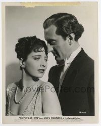 7m251 CONFESSION 8x10.25 still '37 Basil Rathbone stares at beautiful Kay Francis with pearls!