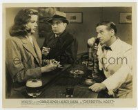7m253 CONFIDENTIAL AGENT 8x10.25 still '45 Charles Boyer & bartender look at sexy Lauren Bacall!