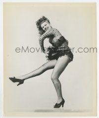 7m261 COVER GIRL 8.25x10 still '44 sexy Rita Hayworth in fishnet nylons in the middle of a dance!