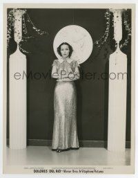 7m310 DOLORES DEL RIO 8x10 key book still '30s full-length standing between two pillars!