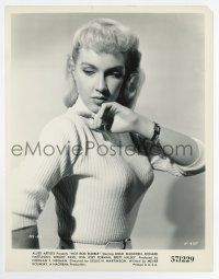 7m468 HOT ROD RUMBLE 8x10 still '57 great c/u of sexy bad girl Leigh Snowden in tight sweater!