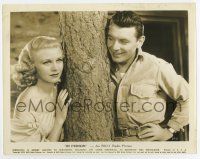 7m494 IN PERSON 8x10.25 still '35 George Brent watches pretty Ginger Rogers by tree!