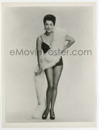 7m590 LANA TURNER 7.75x10.25 still '54 in skimpy outfit & fur boa as brunette, Flame and the Flesh!
