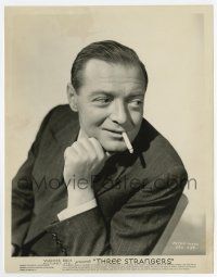 7m834 THREE STRANGERS 8x10 still '46 best portrait of Peter Lorre smiling w/cigarette in mouth!