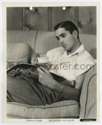 7m847 TYRONE POWER 8x10 still '37 reading Life Magazine with Garbo on the cover by Gene Kornman!