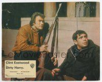 7m036 DIRTY HARRY color English FOH LC '71 Clint Eastwood w/gun & Reni Santoni, Don Siegel classic!