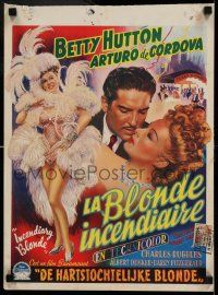 7p234 INCENDIARY BLONDE Belgian '45 art of super sexy showgirl Betty Hutton as Texas Guinan!
