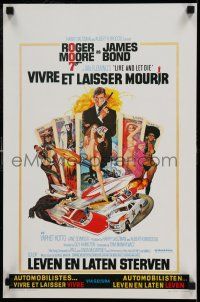 7p241 LIVE & LET DIE Belgian '73 art of Roger Moore as James Bond 007 by Robert McGinnis!