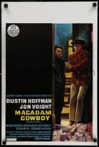 7p244 MIDNIGHT COWBOY Belgian '69 art of Dustin Hoffman & Jon Voight, John Schlesinger classic!