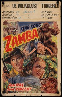7p273 ZAMBA Belgian '49 Jon Hall & June Vincent search for giant African ape!